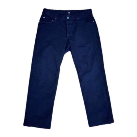 H&M black mid rise straight leg cotton pants, size 8​ trendy casual comfortable - Picture 1 of 2